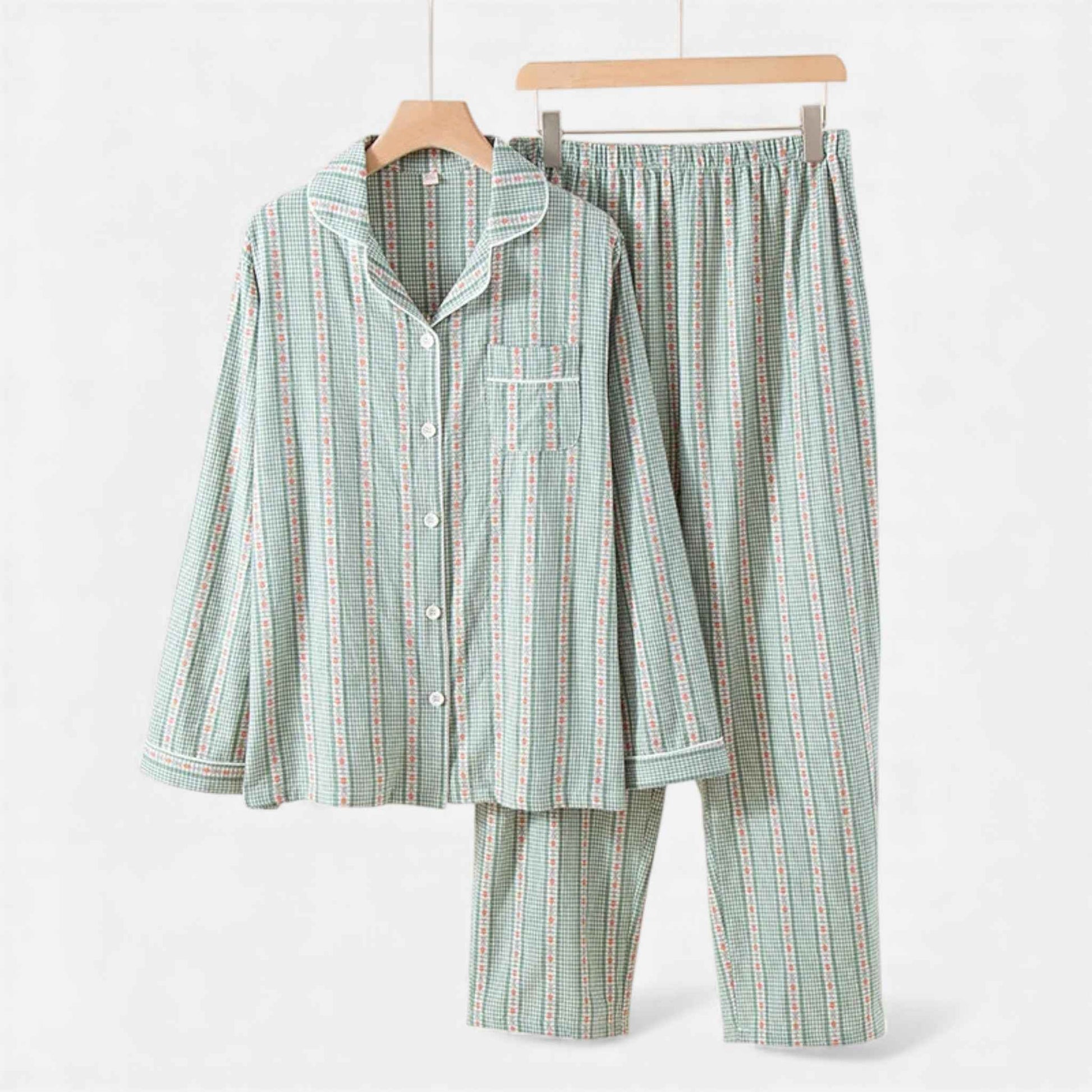 Women's Pure Cotton Pajama Set with Cardigan Design