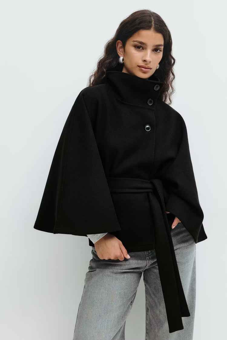 Aurora Women's High-Neck Coat with Belt