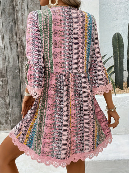 Mirela™ Bohemian Lace Trim Dress