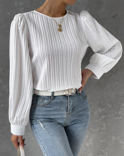Mary Ann Pleated Lantern Sleave Top