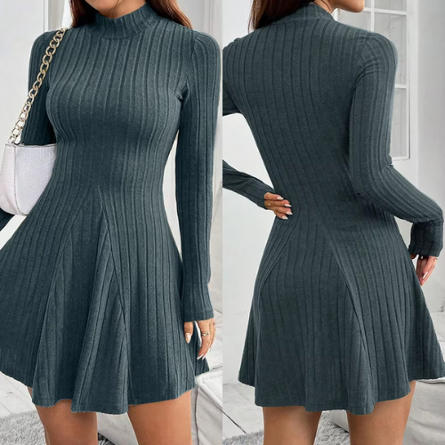 Emma – Classic Mock Neck Flare Dress