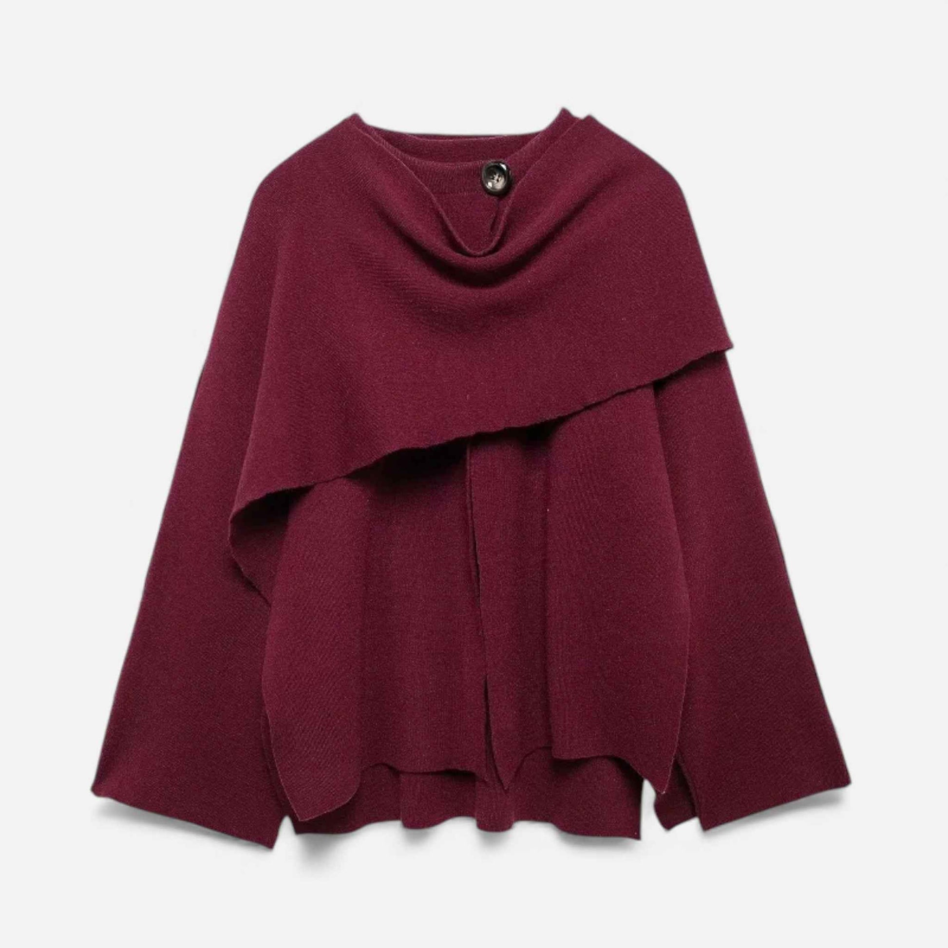 Chic Wool-Blend Poncho Cardigan for Women