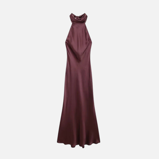 Women’s Backless Satin Long Dress - Navenport