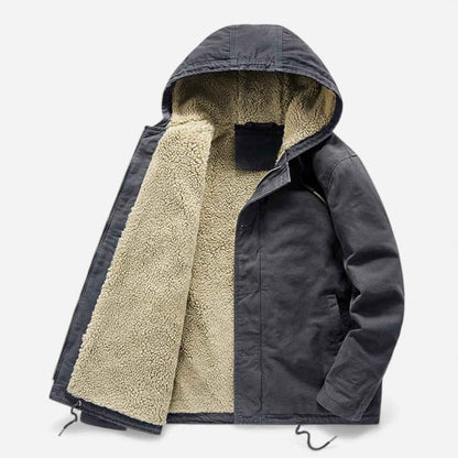 Men’s Lamb Fleece Hooded Winter Coat