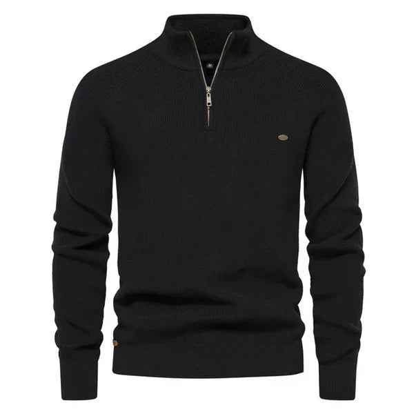 Men's Chic Knitted Cashmere Quarter-Zip Sweater | Perfect for Winter