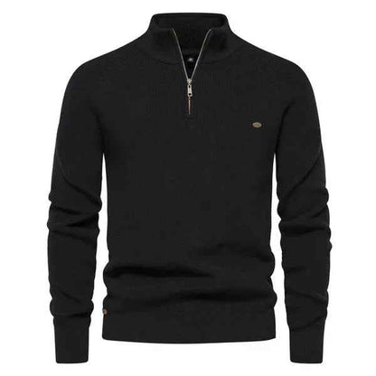 Men's Chic Knitted Cashmere Quarter-Zip Sweater | Perfect for Winter