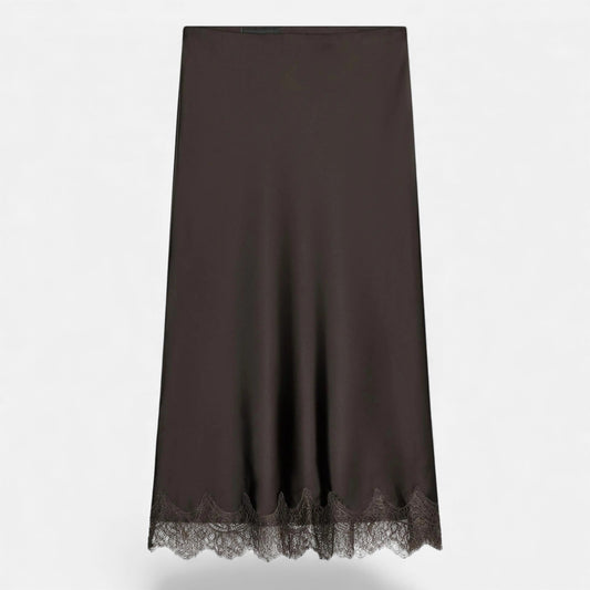 Women’s Silk Satin Midi Skirt - Navenport