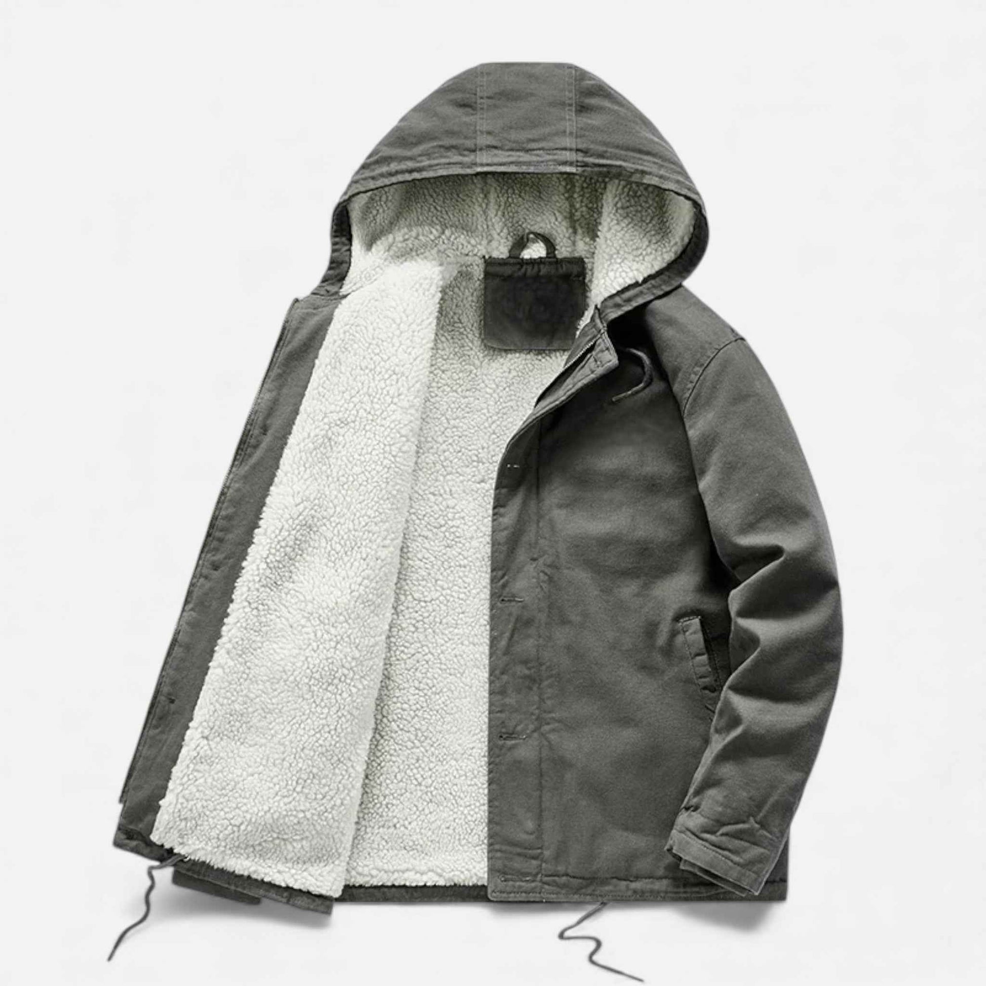 Men’s Lamb Fleece Hooded Winter Coat