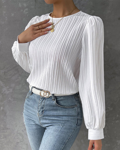 Mary Ann Pleated Lantern Sleave Top