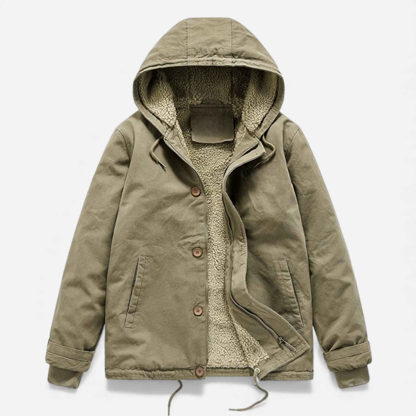Men’s Lamb Fleece Hooded Winter Coat