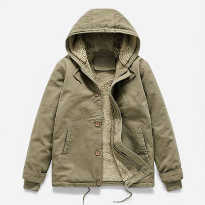 Men’s Lamb Fleece Hooded Winter Coat
