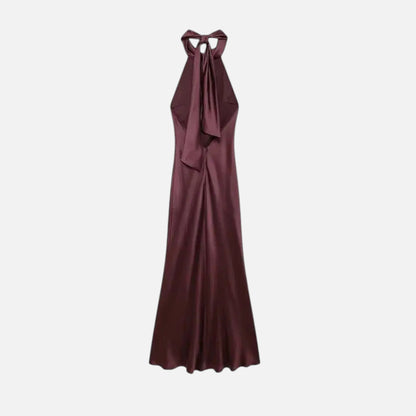 Women’s Backless Satin Long Dress - Navenport