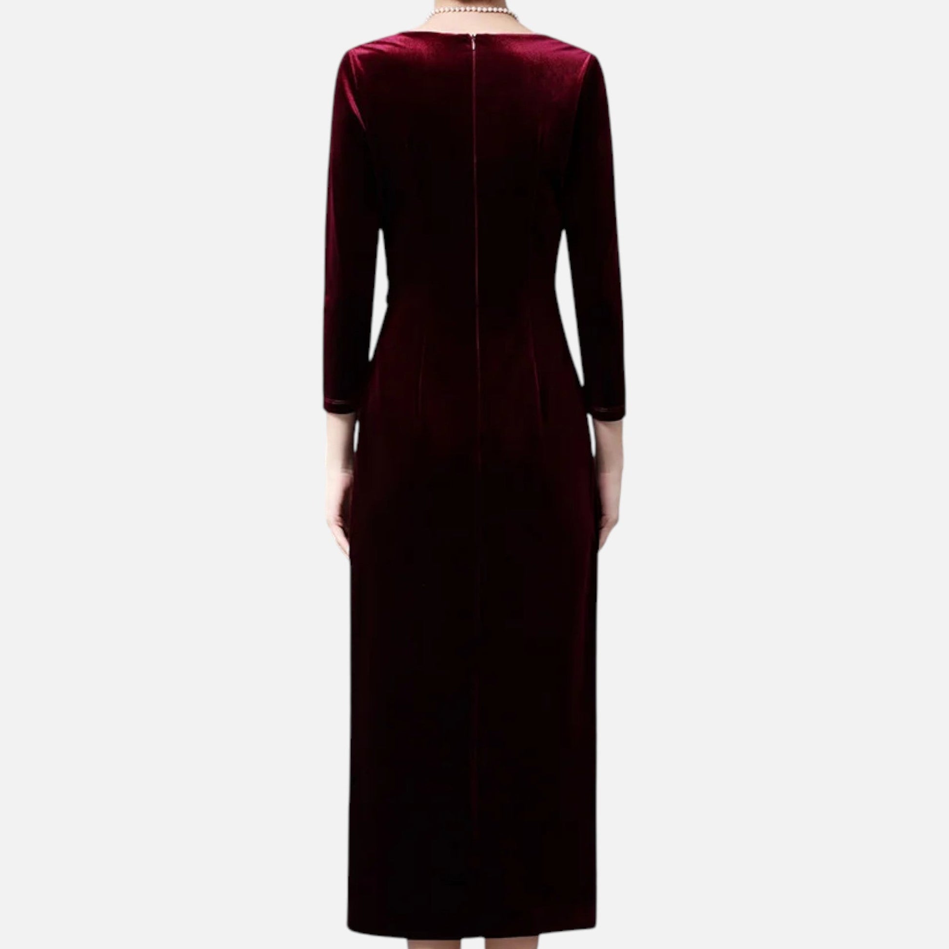 Velvet Wrap Dress with Draped Design - Navenport