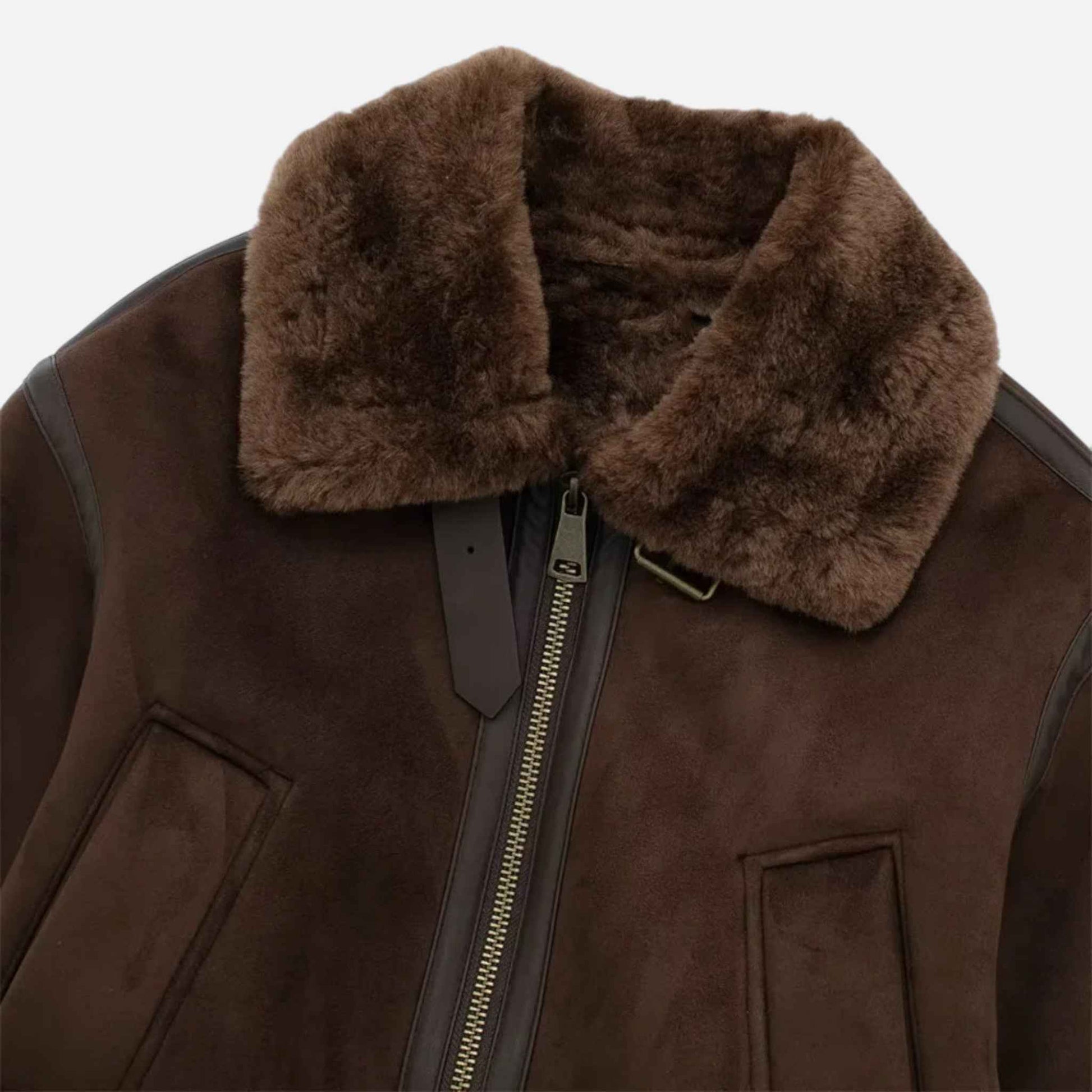 Luxe Faux Fur-Trimmed Brown Bomber Jacket for Women