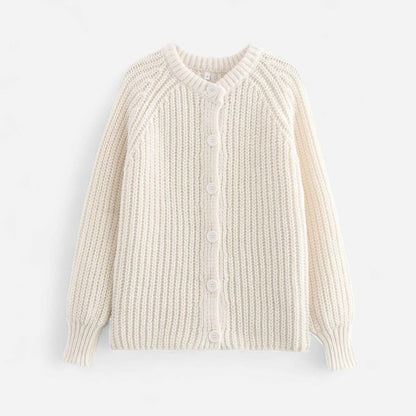 Women’s Round Neck Knit Cardigan – Effortless Winter Grace