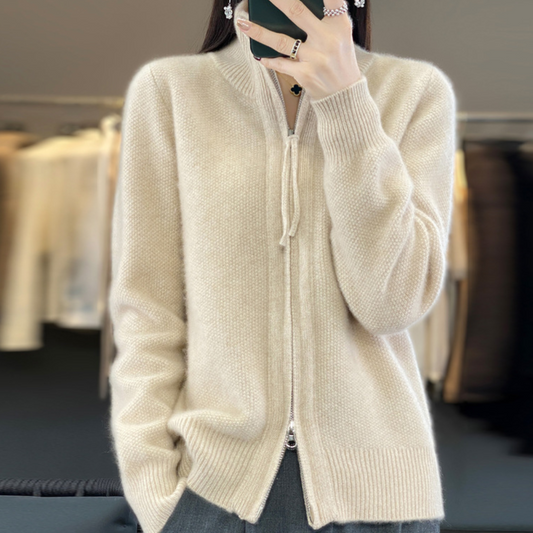 Fiona™ Wool Cashmere Zip-up Cardigan