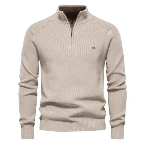 Men's Chic Knitted Cashmere Quarter-Zip Sweater | Perfect for Winter
