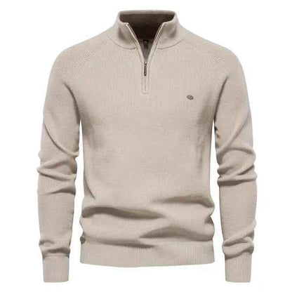 Men's Chic Knitted Cashmere Quarter-Zip Sweater | Perfect for Winter
