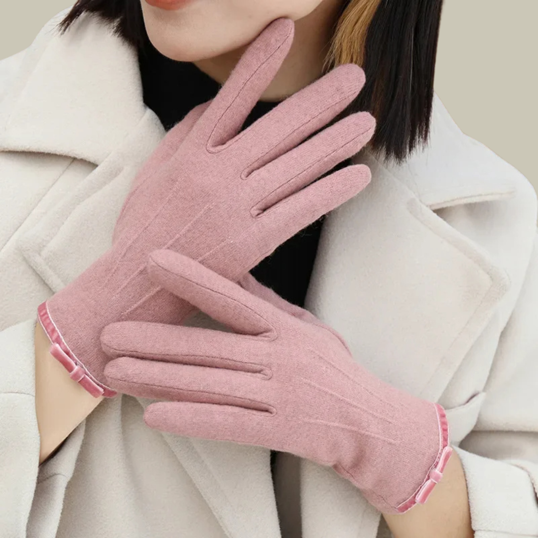 Chic Full-Finger Winter Gloves for Women with Stylish Bow Accent - Navenport