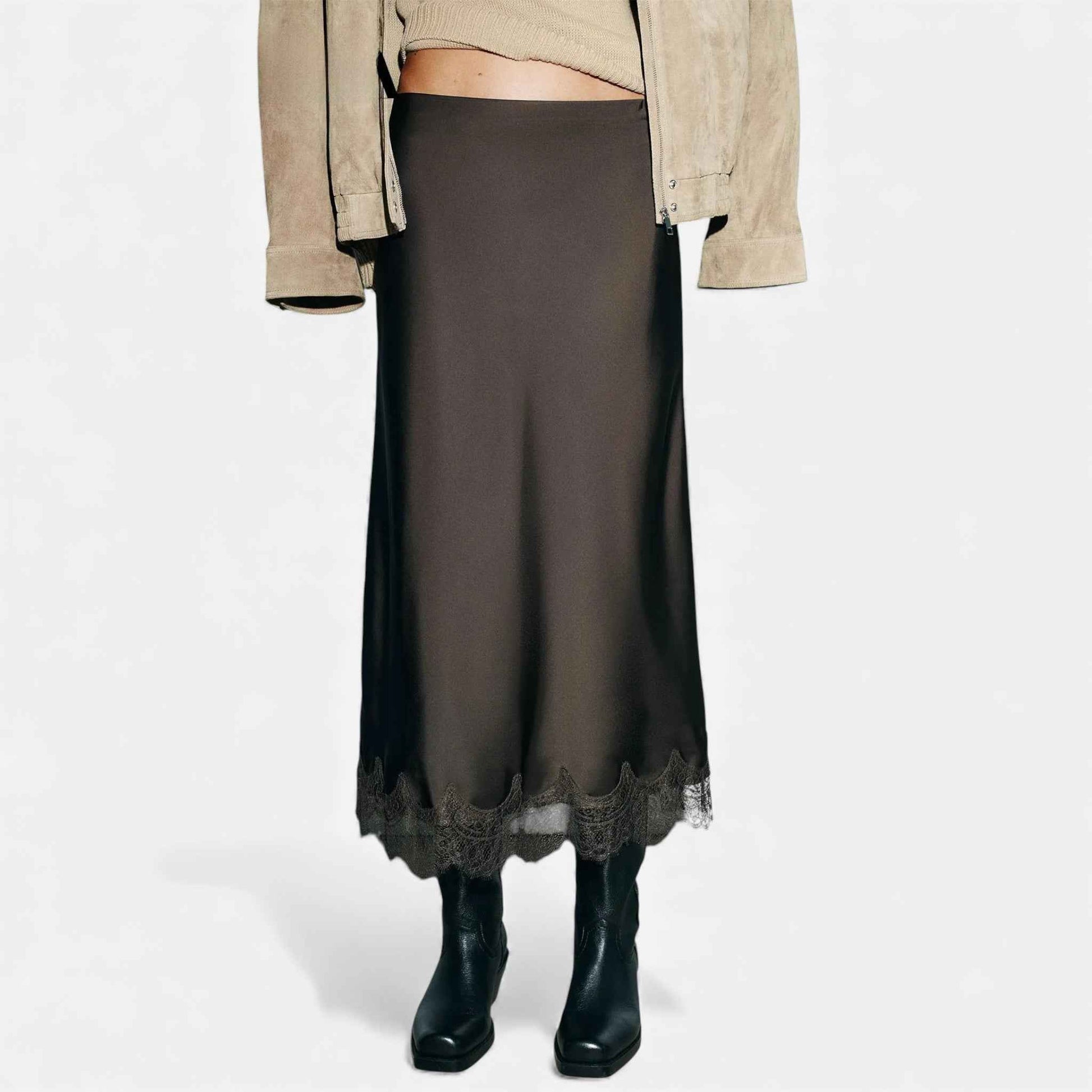 Women’s Silk Satin Midi Skirt