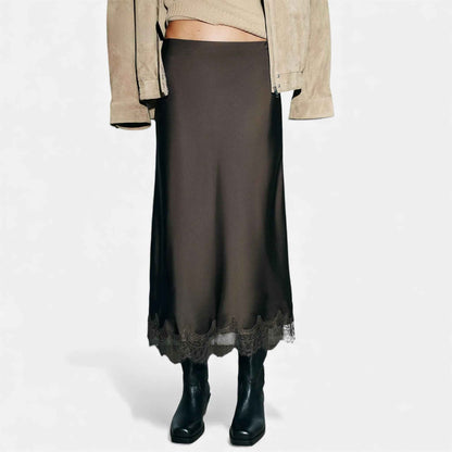 Women’s Silk Satin Midi Skirt