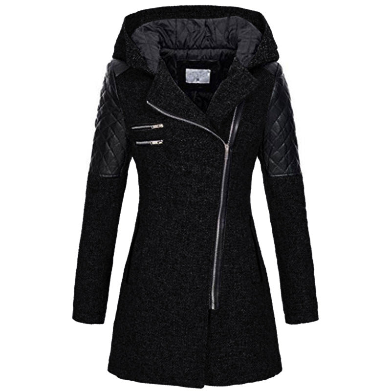 Women's Stylish Slanted Zipper Winter Jacket - Navenport