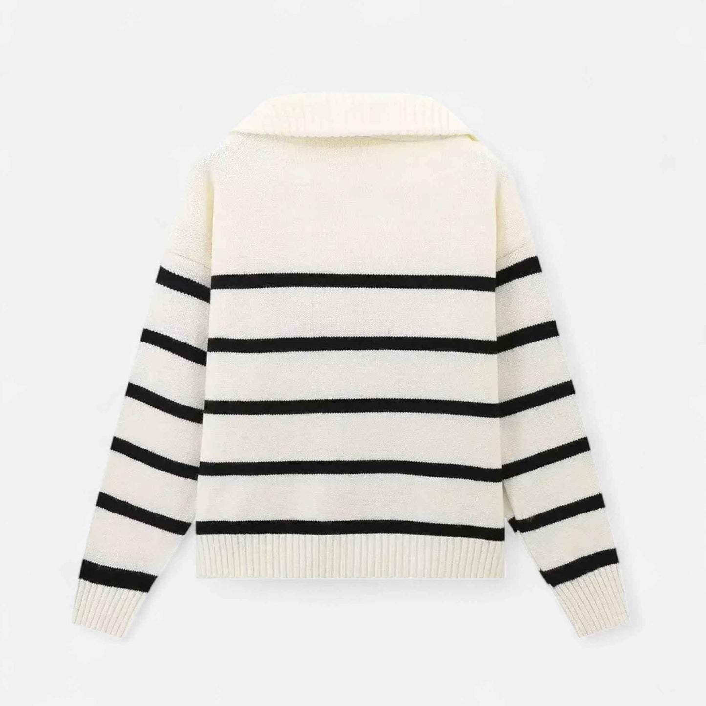 Elegant Women's Striped Polo Zip Sweater