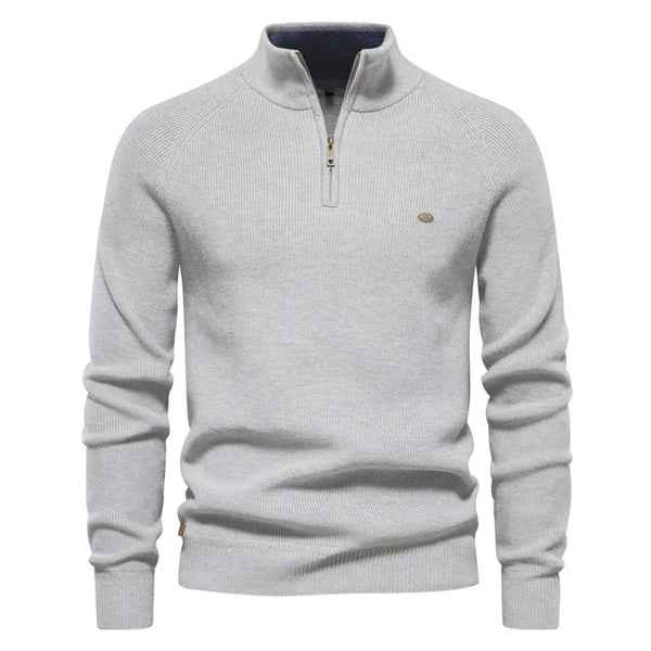 Men's Chic Knitted Cashmere Quarter-Zip Sweater | Perfect for Winter
