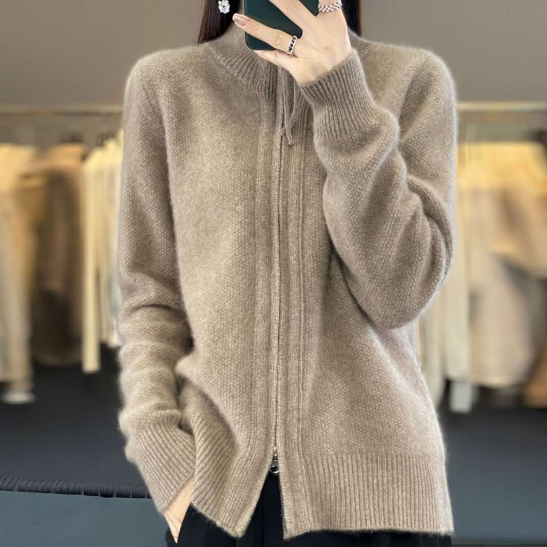 Fiona™ Wool Cashmere Zip-up Cardigan