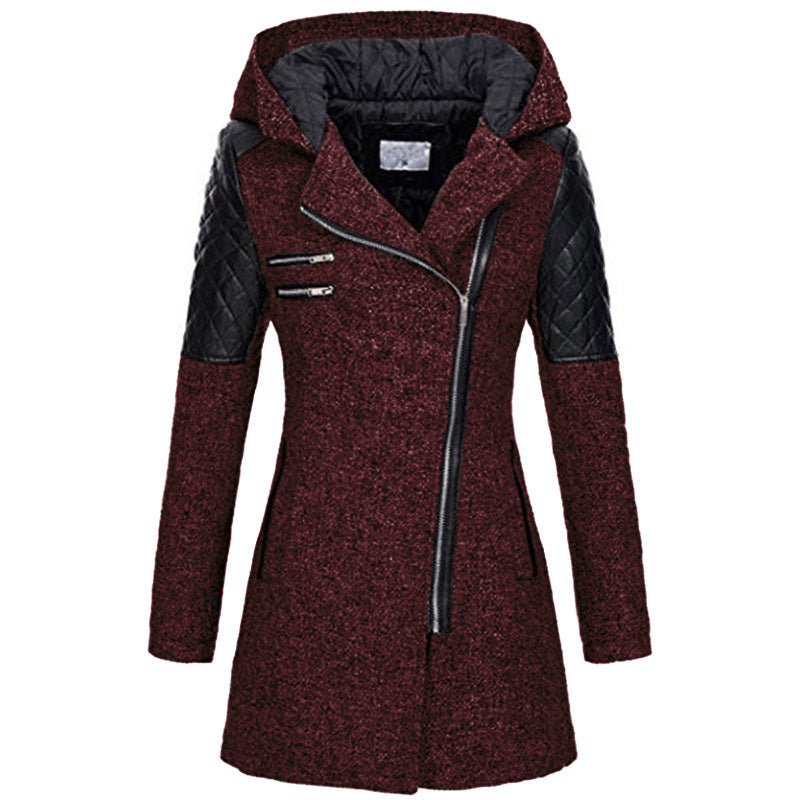 Women's Stylish Slanted Zipper Winter Jacket - Navenport