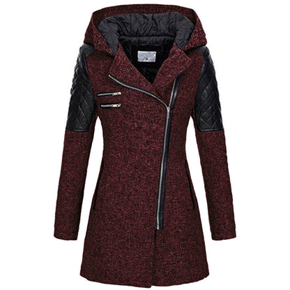 Women's Stylish Slanted Zipper Winter Jacket - Navenport