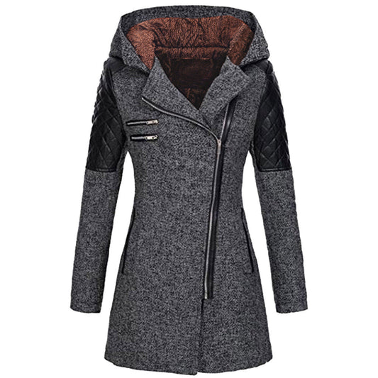 Women's Stylish Slanted Zipper Winter Jacket - Navenport