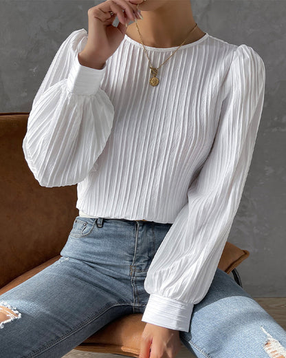 Mary Ann Pleated Lantern Sleave Top