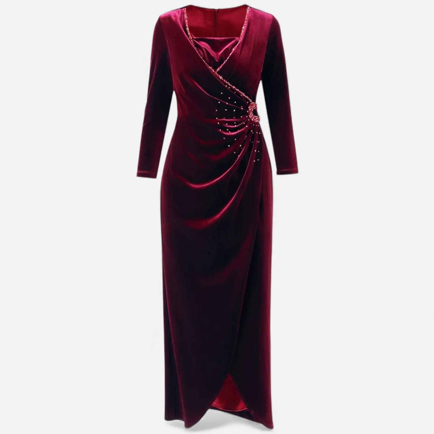 Velvet Wrap Dress with Draped Design