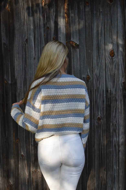 Women's Comfortable Striped Knit Jumper - Ideal for Winter