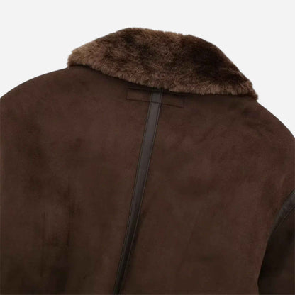 Luxe Faux Fur-Trimmed Brown Bomber Jacket for Women