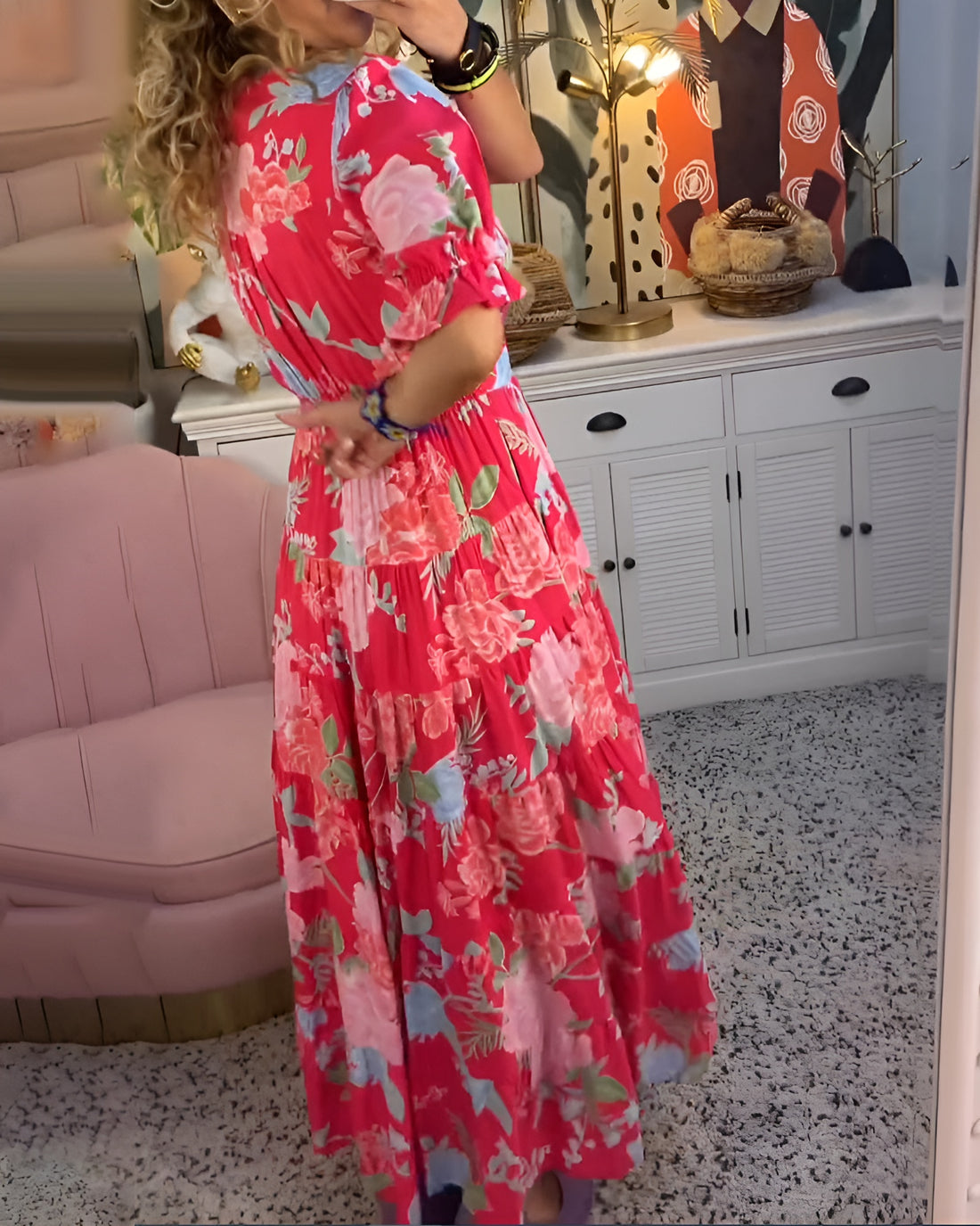 Aurelia - Floral Print V-neck Pocket Dress