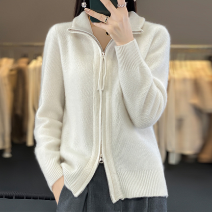 Fiona™ Wool Cashmere Zip-up Cardigan