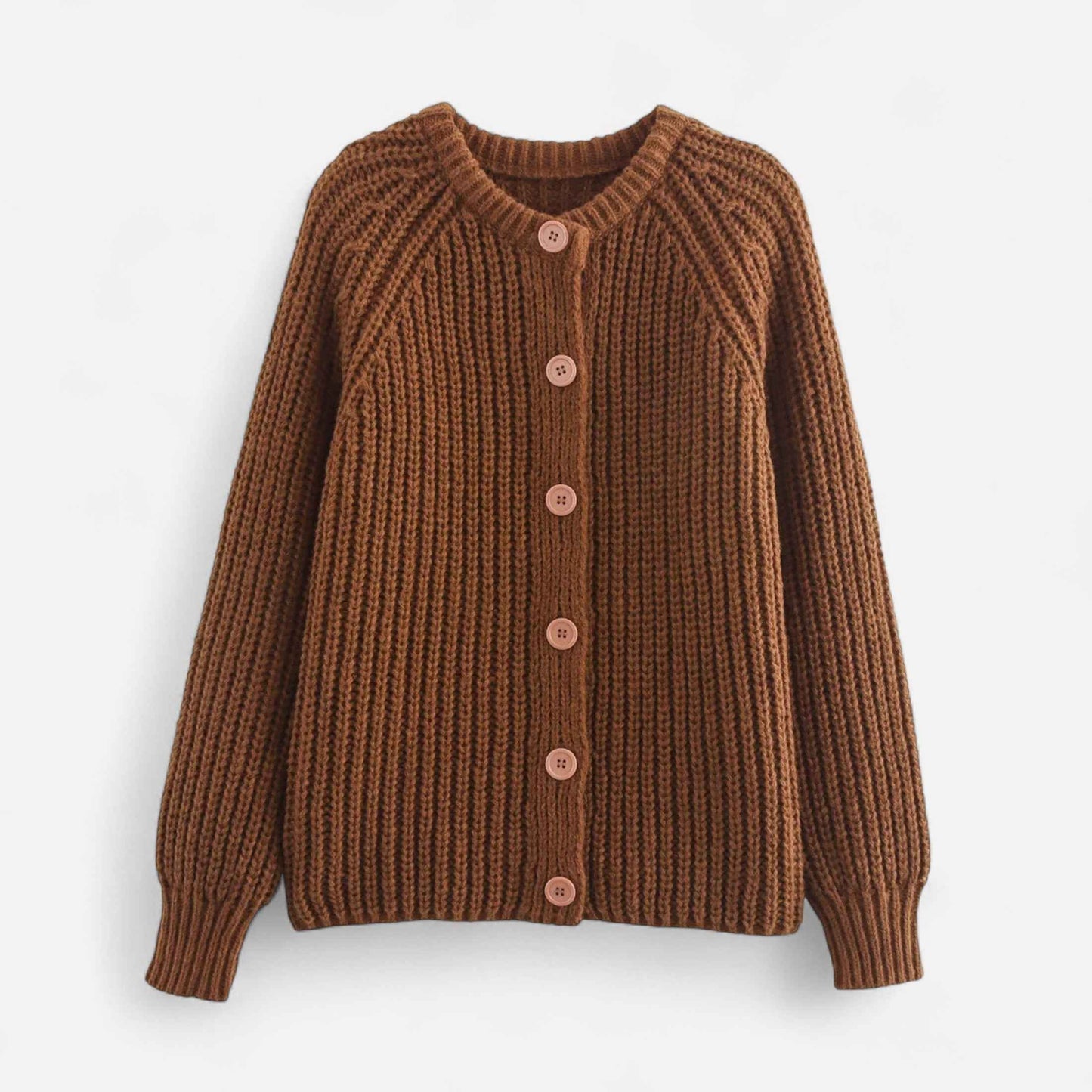Women’s Round Neck Knit Cardigan – Effortless Winter Grace