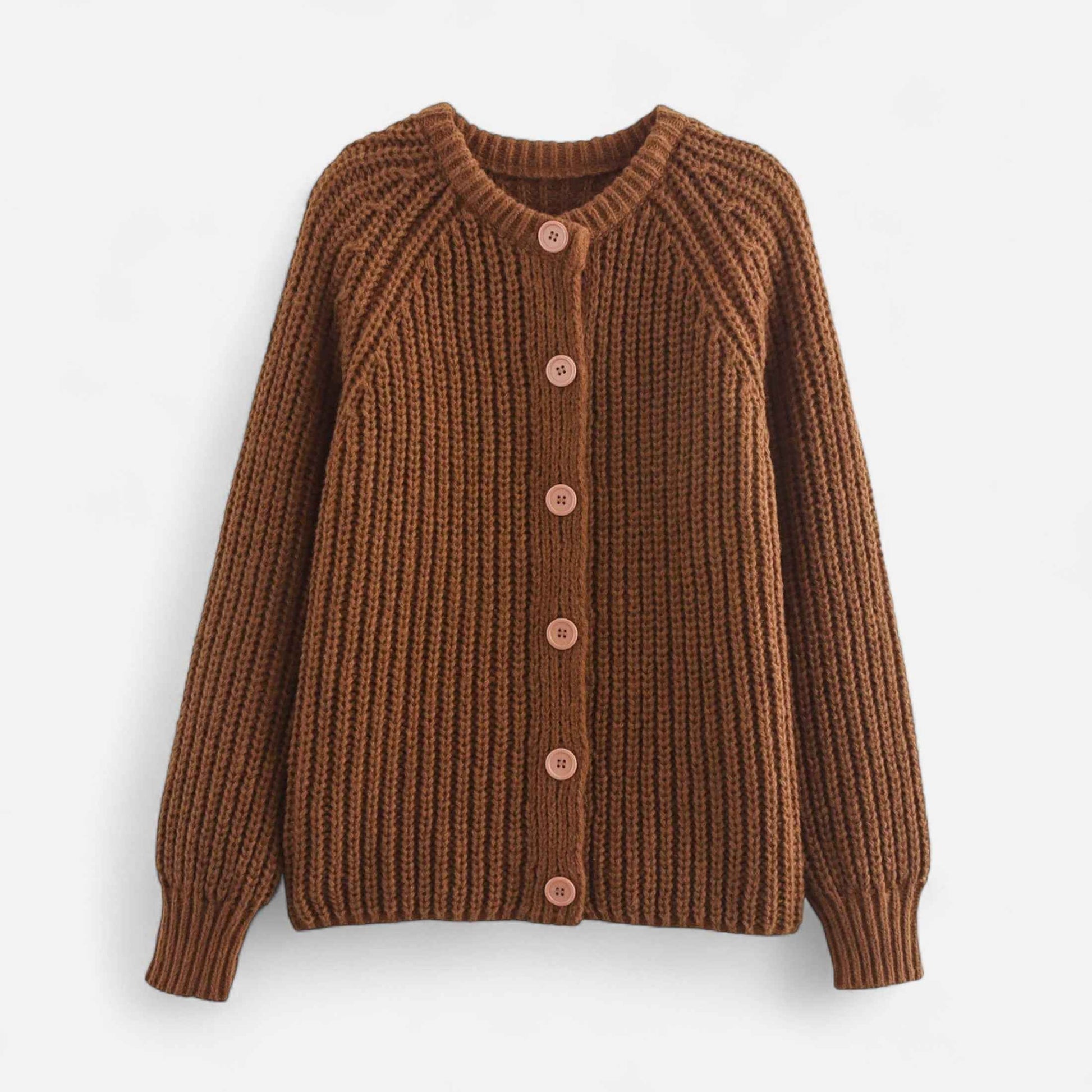 Women’s Round Neck Knit Cardigan – Effortless Winter Grace