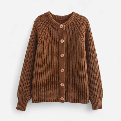 Women’s Round Neck Knit Cardigan – Effortless Winter Grace