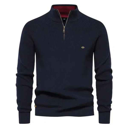 Men's Chic Knitted Cashmere Quarter-Zip Sweater | Perfect for Winter