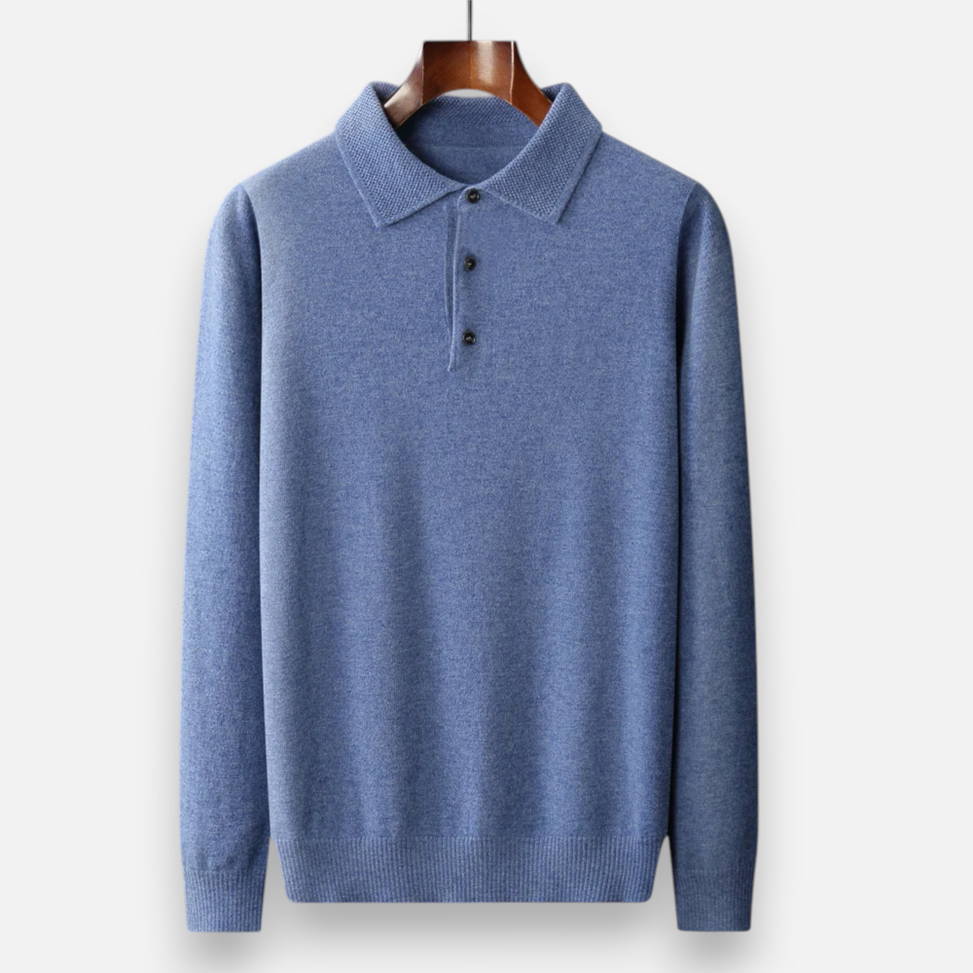 Men’s Merino Wool Polo Sweater - Navenport