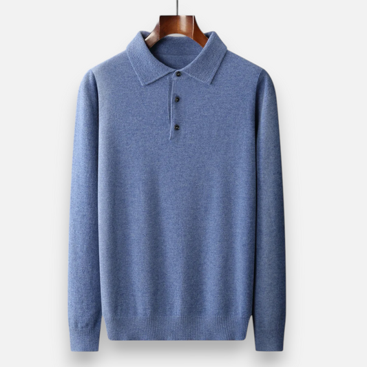 Men’s Merino Wool Polo Sweater - Navenport