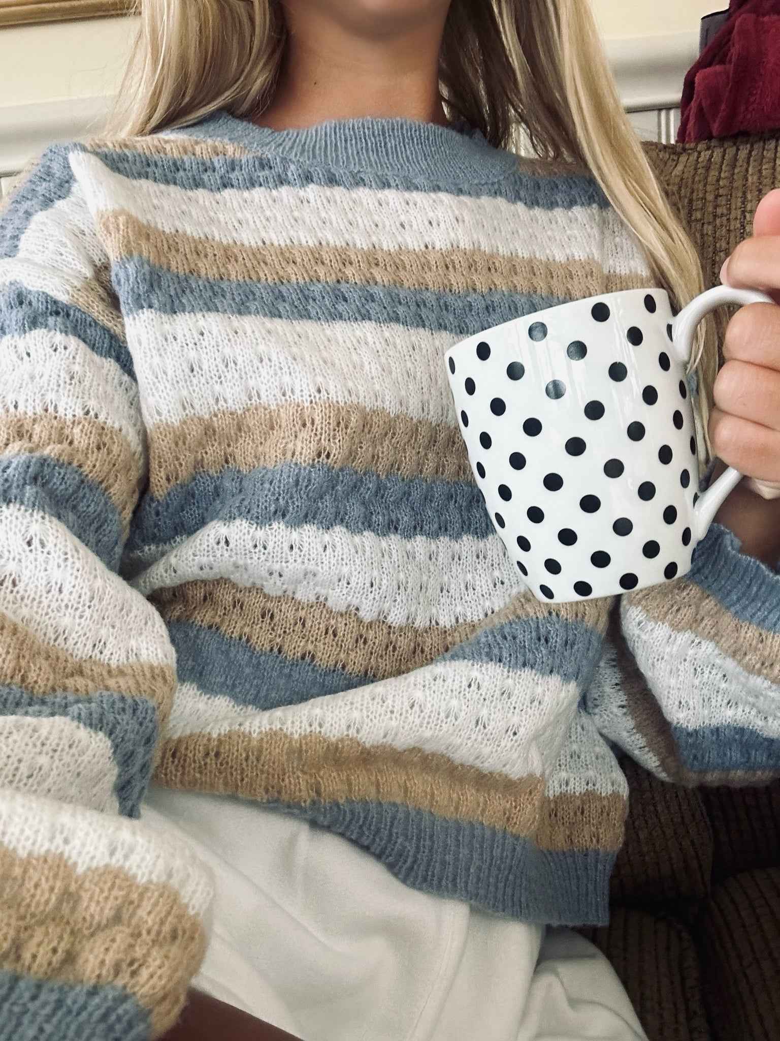 Women's Comfortable Striped Knit Jumper - Ideal for Winter