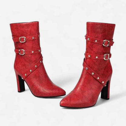 Chic Leather Pointed Toe Ankle Boots for Women – Ideal for Winter Wear