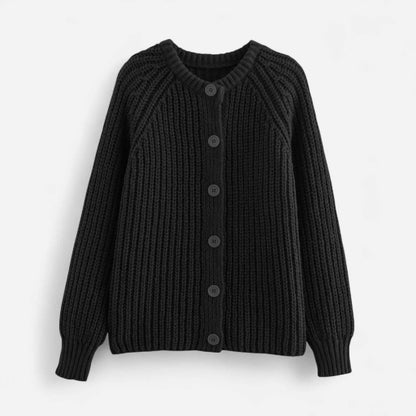 Women’s Round Neck Knit Cardigan – Effortless Winter Grace