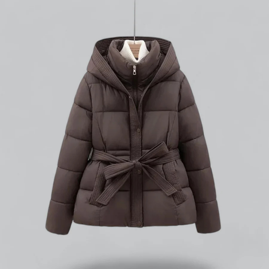 Women's Cozy Hooded Puffer Jacket with Belt | Winter Essential