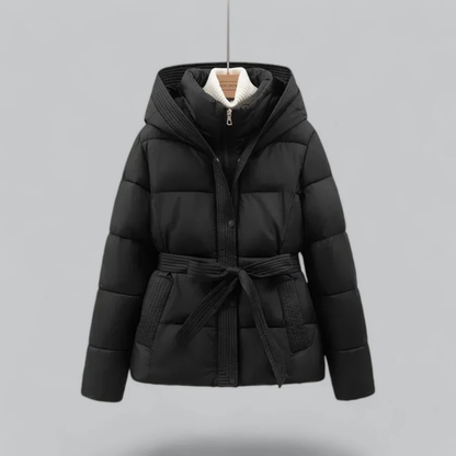Women's Cozy Hooded Puffer Jacket with Belt | Winter Essential