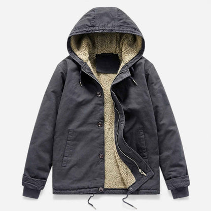 Men’s Lamb Fleece Hooded Winter Coat